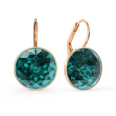 Bella Earrings with 10 Carat Blue Zircon Crystals Rose Gold Plated