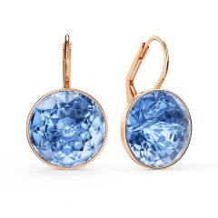 Bella Earrings with 10 Carat Light Sapphire Crystals Rose Gold Plated