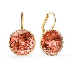 Bella Earrings 10 Carat Drop Earrings Rose Peach Crystals Gold Plated