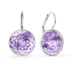 Bella Earrings with 10 Carat Violet Crystals Silver Plated