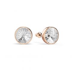 Statement Mix Stud Carrier Earrings Clear Crystals Rose Gold Plated