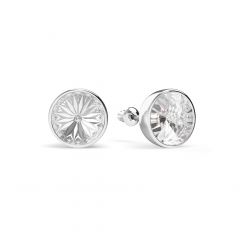 Statement Mix Stud Carrier Earrings Clear Crystals Silver Plated