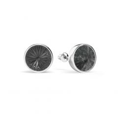 Statement Mix Stud Carrier Earrings Silver Night Crystals Silver Plated