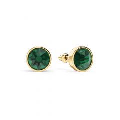 Mix Stud Carrier Earrings Emerald Crystals Gold Plated
