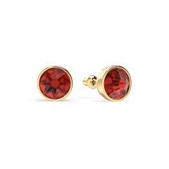 Mix Stud Carrier Earrings Ruby Crystals Gold Plated
