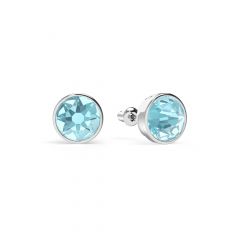 Mix Stud Carrier Earrings Aquamarine Crystals Silver Plated