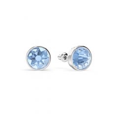Mix Stud Carrier Earrings Light Sapphire Crystals Silver Plated