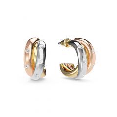 Trinity Studded Hoop Earrings Tri-Gold Plated