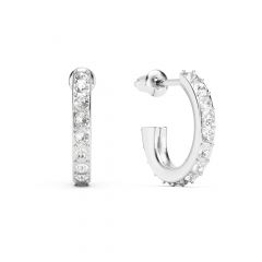 Eternity 14mm Mix Hoop Earrings Clear Crystals Rhodium Plated