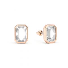 Octagon Mix Carrier Stud Earrings Clear Crystals Rose Gold Plated