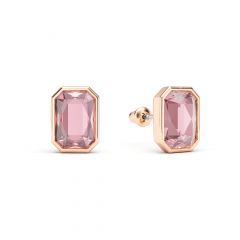 Octagon Mix Carrier Stud Earrings Vintage Rose Crystals Rose Gold Plated