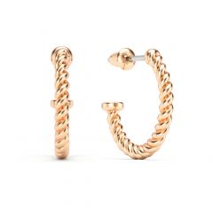 Rope Coil 17mm Mix Hoop Earrings Rose Gold Plated