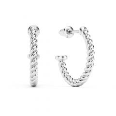 Rope Coil 17mm Mix Hoop Earrings Rhodium Plated