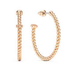 Rope Coil 26mm Mix Hoop Earrings Rose Gold Plated