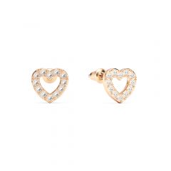 Open Heart Stud Earrings Clear Crystals Rose Gold Plated