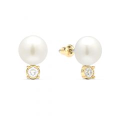 Dewdrop Freshwater Pearl Crystals Stud Earrings Freshwater Pearl Gold Plated