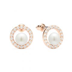 Halo Freshwater Pearl Stud Earrings Freshwater Pearl Rose Gold Plated