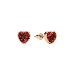 Petite Heart Solitaire Stud Earrings Ruby Crystals Rose Gold Plated