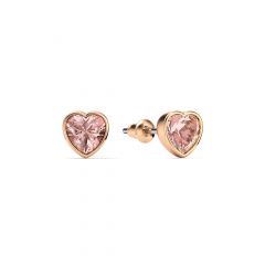 Petite Heart Solitaire Stud Earrings Vintage Rose Crystals Rose Gold Plated