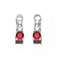 Attract Trilogy Cubic Zirconia Ruby Red Mix Hoop Earring Charms Rhodium Plated