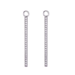 Vi Drop Bar Mix Hoop Earring Charms with Swarovski Crystals Rhodium Plated