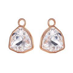 Trillion Statement Mix Hoop Earring Charms with Clear Swarovski Crystals Rose Gold Plated