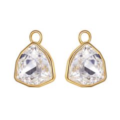 Trillion Statement Mix Hoop Earring Charms with Clear Swarovski Crystals Gold Plated