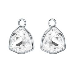 Trillion Statement Mix Hoop Earring Charms with Clear Swarovski Crystals Rhodium Plated