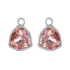 Trillion Statement Mix Hoop Earring Charms with Vintage Rose Swarovski Crystals Rhodium Plated