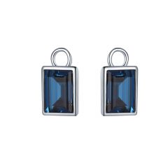 Radiant Mix Hoop Earring Charms with Montana Blue Swarovski Crystals Rhodium Plated