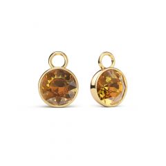 Bella 2 Carat Mix Charms with Light Amber Crystals Gold Plated
