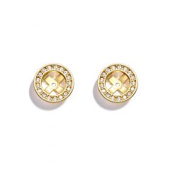 Angelic Bezel Earring Jackets Clear Crystal Gold Plated