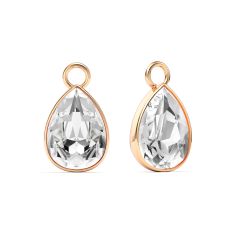 Statement Teardrop Mix Charms with Clear Swarovski Crystals Rose Gold Plated
