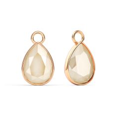 Statement Teardrop Mix Charms with Swarovski Crystal Ivory Cream Rose Gold Plated