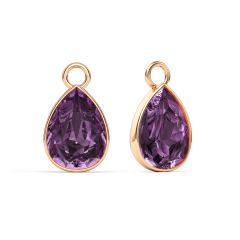 Statement Teardrop Mix Charms with Iris Swarovski Crystals Rose Gold Plated
