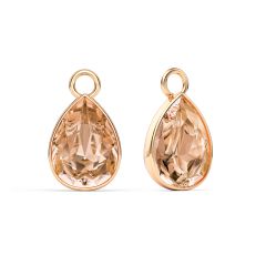 Statement Teardrop Mix Charms with Light Peach Crystals Rose Gold Plated