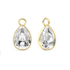 Statement Teardrop Mix Charms with Clear Crystals Gold Plated