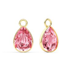 Statement Teardrop Mix Charms with Light Rose Swarovski Crystals Gold Plated