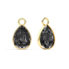 Statement Teardrop Mix Charms with Silver Night Crystals Gold Plated