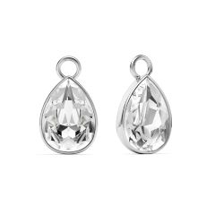 Statement Teardrop Mix Charms with Clear Crystals Silver Plated