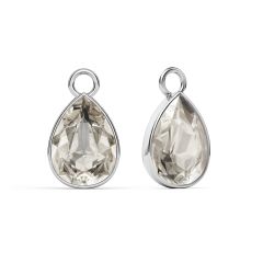 Statement Teardrop Mix Charms with Swarovski Crystal Silver Shade Rhodium Plated