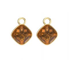 Cushion Mix Charms with Light Amber Crystals Gold Plated
