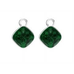 Cushion Mix Charms with Emerald Crystals Rhodium Plated