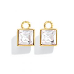 Square Mix Charms with Swarovski Crystal Gold Plated