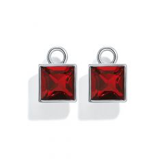 Square Mix Charms with Swarovski Scarlet Rhodium Plated