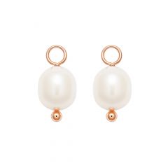 Oval Freshwater Pearl Drop Mix Charm Rose Gold Plated