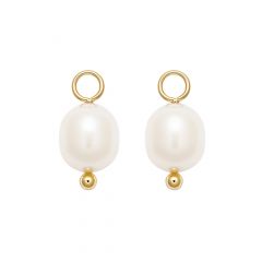 Oval Freshwater Pearl Drop Mix Charm Gold Plated