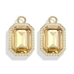 Octagon Bezel Mix Charms with Golden Shadow Swarovski Crystals Gold Plated