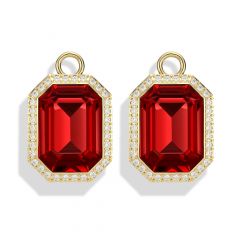 Octagon Bezel Mix Charms with Ruby Swarovski Crystals Gold Plated