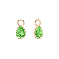 Petite Teardrop Mix Charms with Peridot Crystals Rose Gold Plated